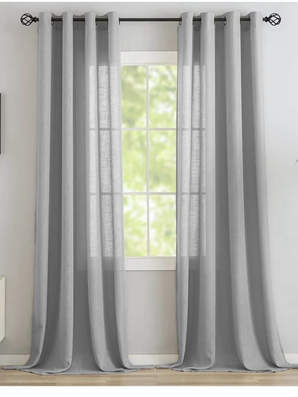 jcpenney Light Gray Sheer Grommet Curtain Panel 50w x 63”l